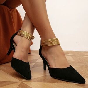 Elegant Black and Gold Women's Heels